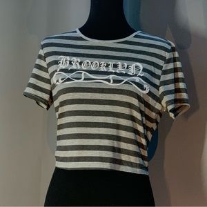 SHEIN Striped Letter Graphic Tee